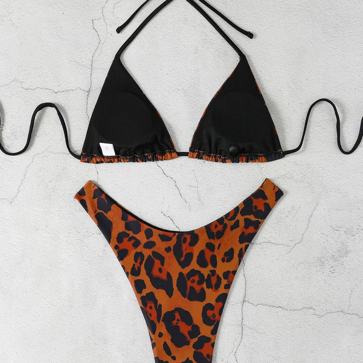 Women’s triangle bikini with high-cut bottom and animal print Mune Fashion