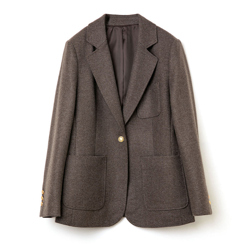 Ladies Elegant Wool Blazer with Patch Pockets Mune Fashion