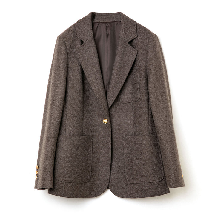 Ladies Elegant Wool Blazer with Patch Pockets Mune Fashion