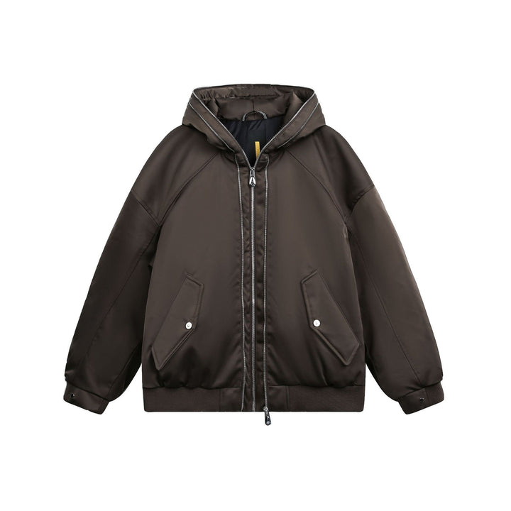 Men's Padded Oversized Bomber Jacket with Hood and Double Zipper Mune Fashion
