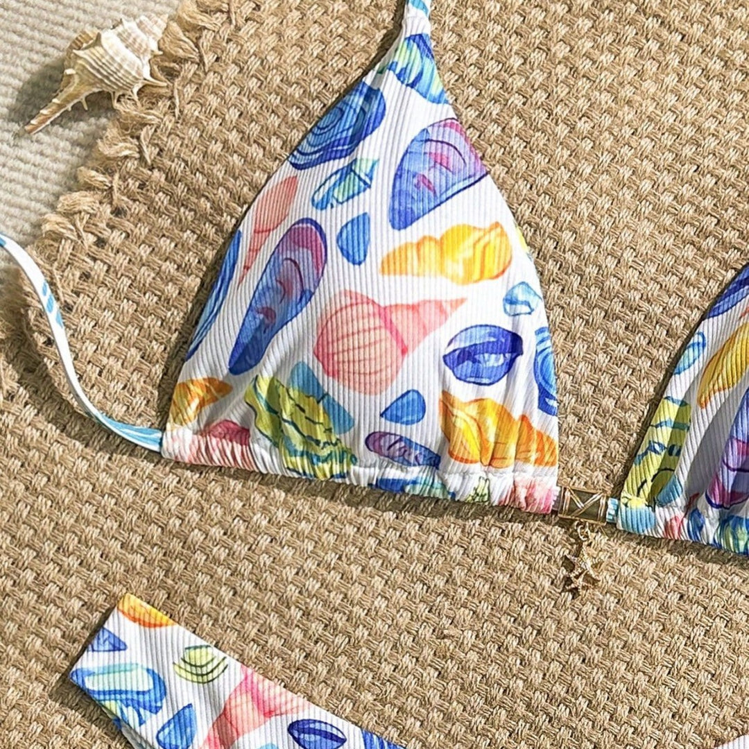 Women's cheerful floral print bikini with ruffles Mune Fashion
