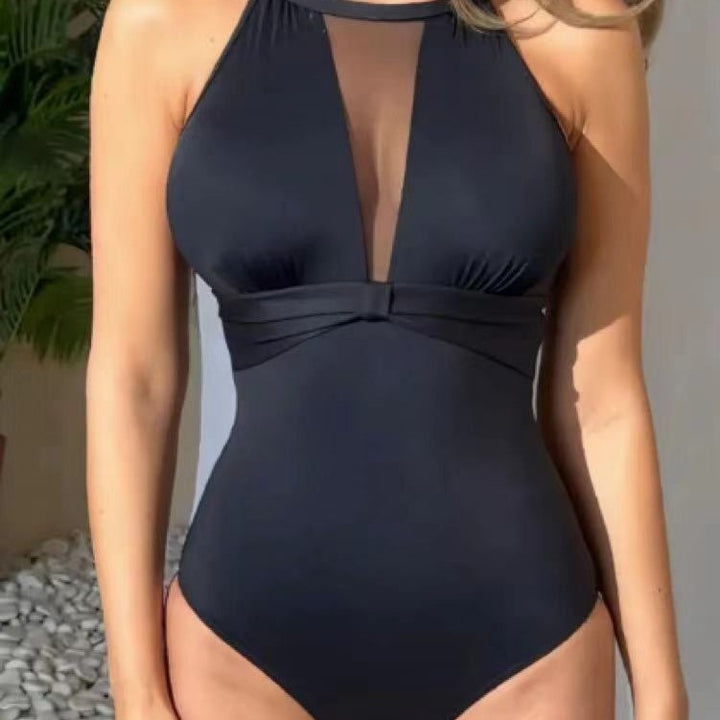 Women's Sporty Jumpsuit with Transparent Mesh Insert Mune Fashion