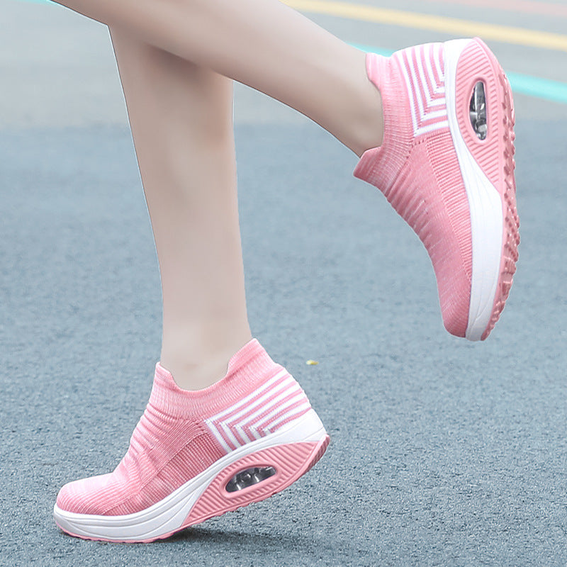 Women's knitted slip-on walking sneakers with anatomical pronation support, air-cushioned midsole, and sock-like shaft Mune Fashion