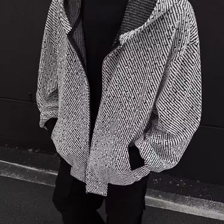 Unisex Oversized Knit Hoodie with Allover Texture Pattern and Side Pockets Mune Fashion