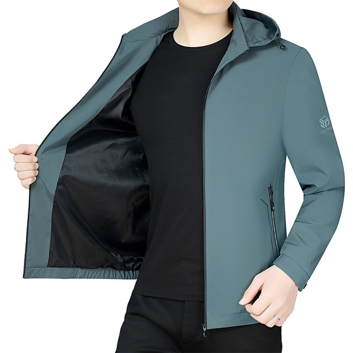 Men's lightweight hooded jacket in urban travel style with three-quarter sleeves Mune Fashion