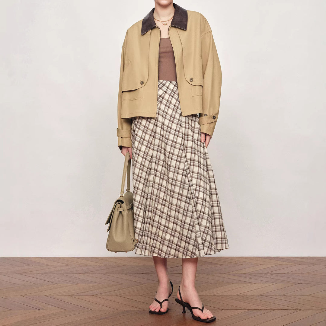 Women's Casual and Fashionable Transition Jacket with Contrasting Collar Mune Fashion