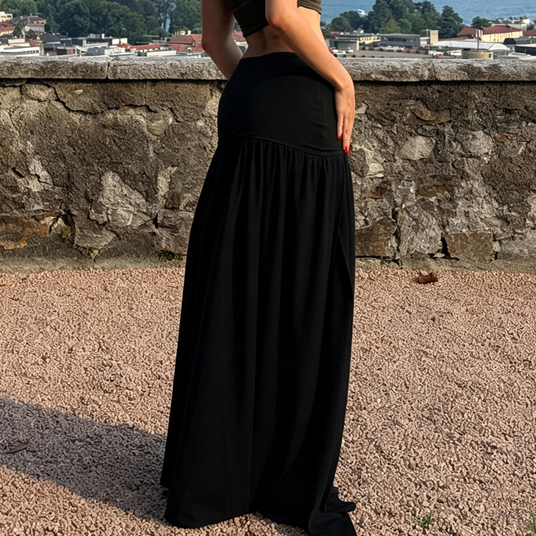 Women's Maxi Skirt with High Elastic Waist Mune Fashion