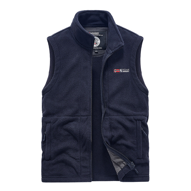 Men's fleece vest with high collar and practical pockets Mune Fashion