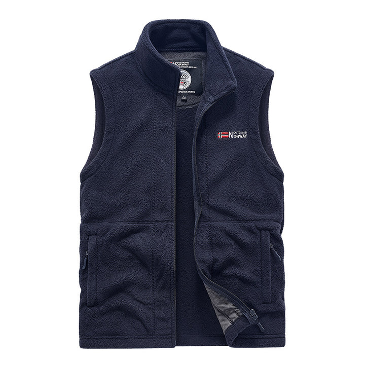 Men's fleece vest with high collar and practical pockets Mune Fashion