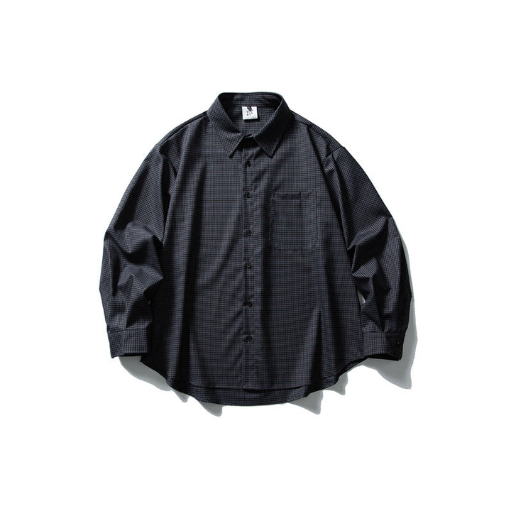 Men's Relaxed-Fit Checked Shirt with Rounded Hem and Chest Pocket Mune Fashion