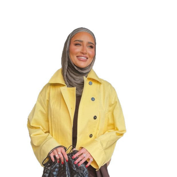 Women's Lightweight Rain Trench with Double-Breasted Closure, Boxy Oversized Silhouette and Shirt Collar Mune Fashion