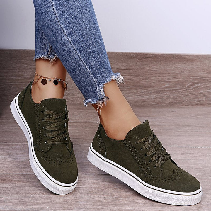 Women Elegant Sneakers with Trendy Brogue Design Mune Fashion
