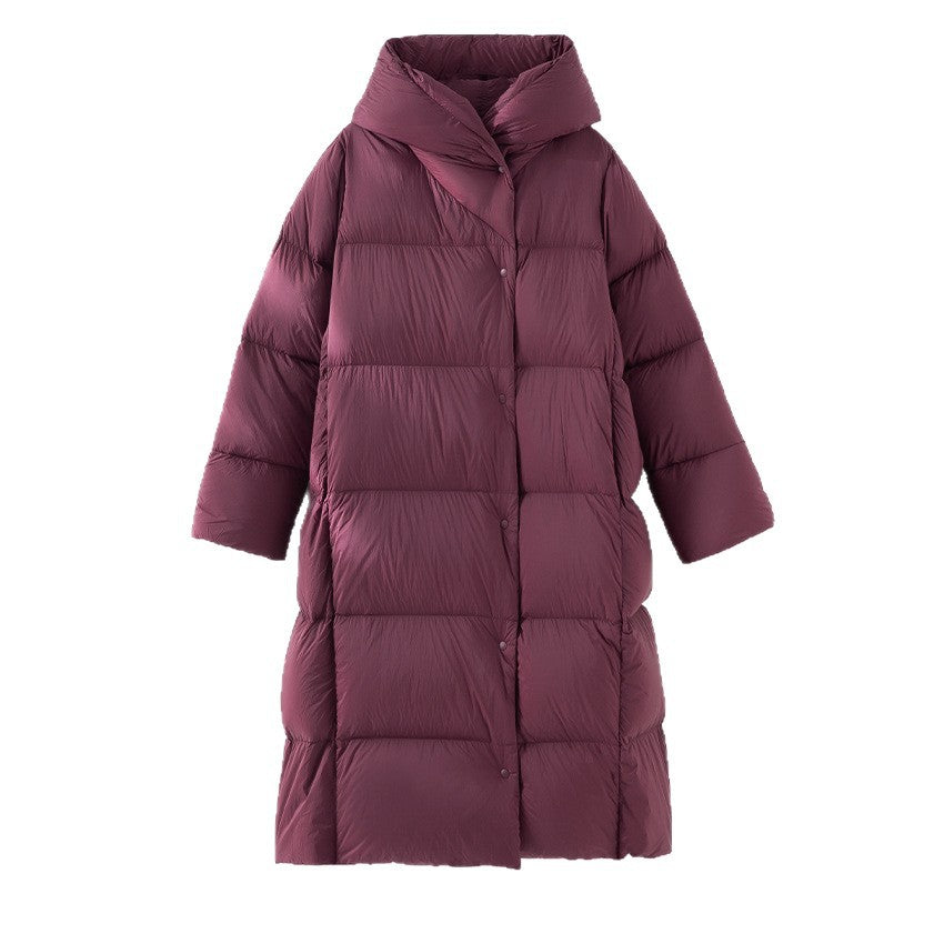 Women's Extra-long padded quilted coat with hood, thermo filling and two-way zipper Mune Fashion