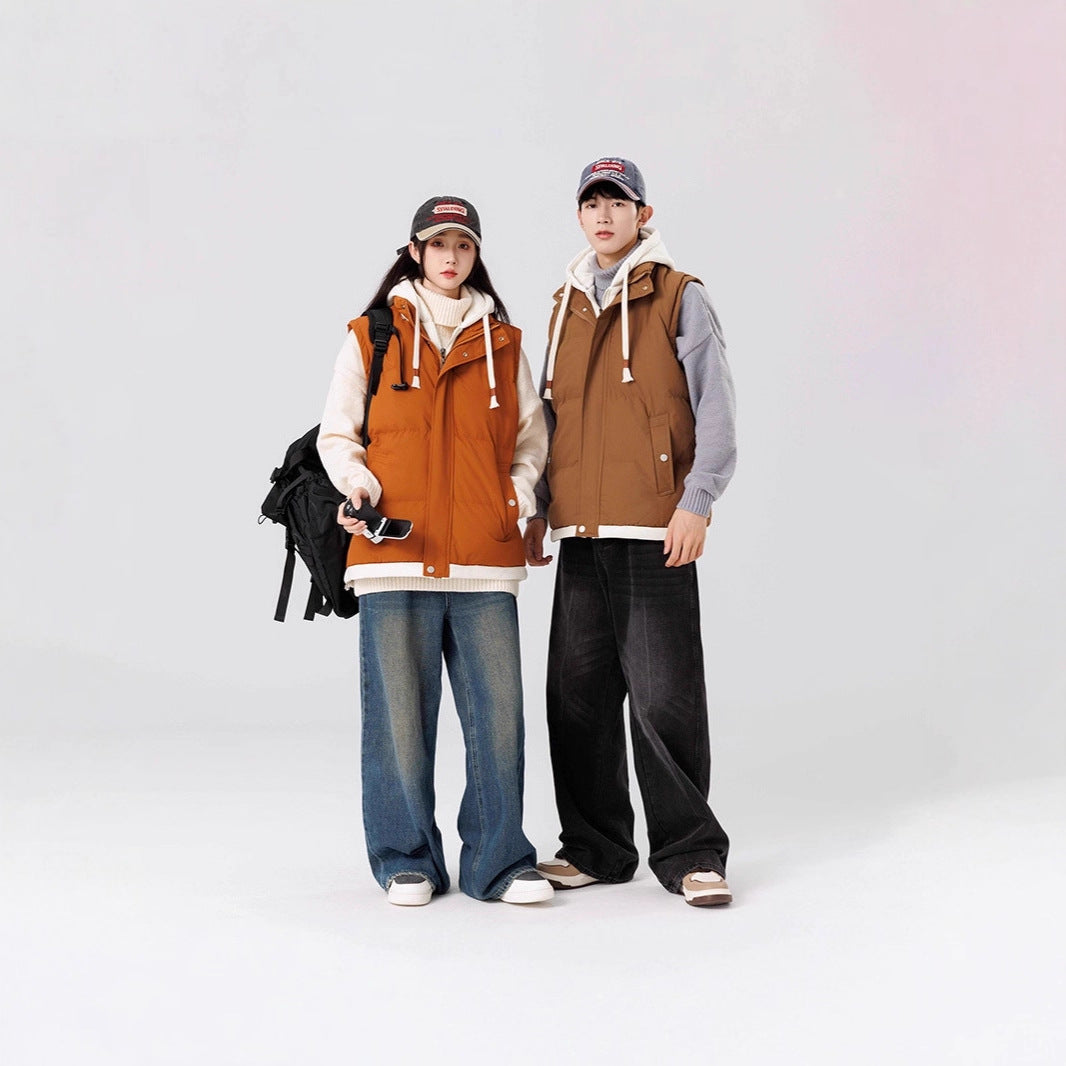 Women's Padded Hooded Vest with Utility Pockets and Windproof Exterior Mune Fashion