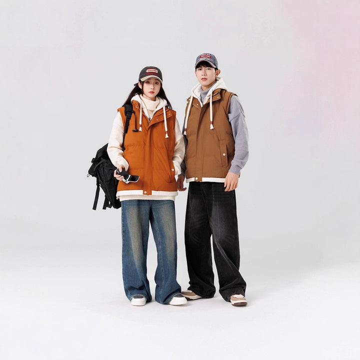 Women's Padded Hooded Vest with Utility Pockets and Windproof Exterior Mune Fashion