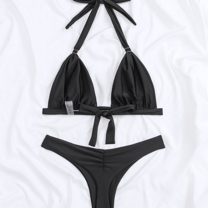 Ladies triangle bikini with elegant metal closure and high leg cut Mune Fashion