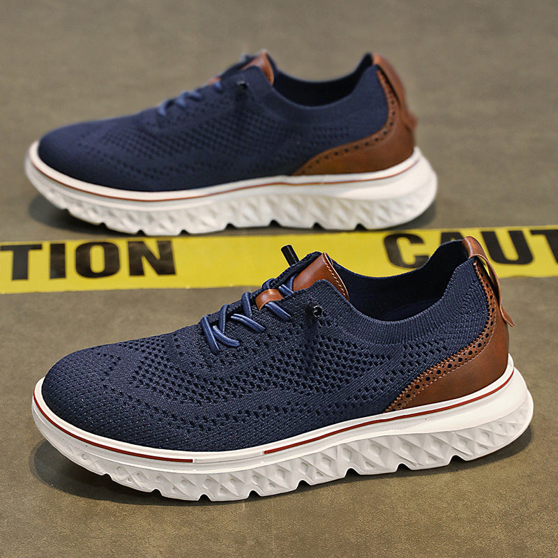 Men's breathable knitted sports shoes with shock-absorbing honeycomb sole Mune Fashion