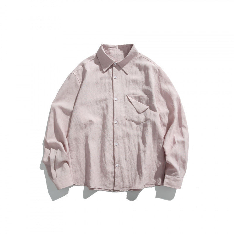 Unisex Oversize lightweight linen blend shirt with chest pocket and loose boxy cut Mune Fashion
