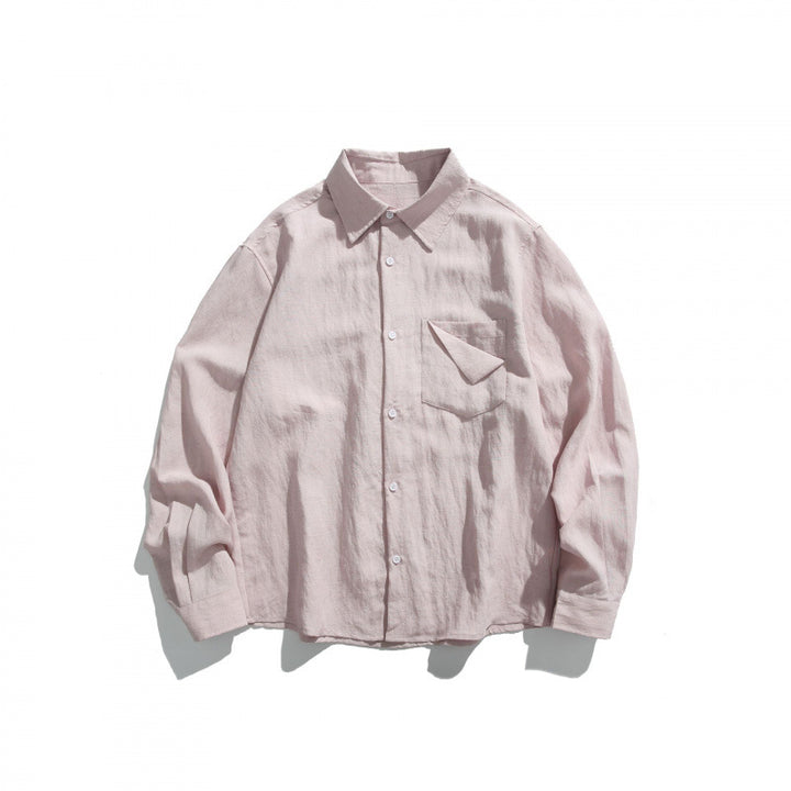 Unisex Oversize lightweight linen blend shirt with chest pocket and loose boxy cut Mune Fashion