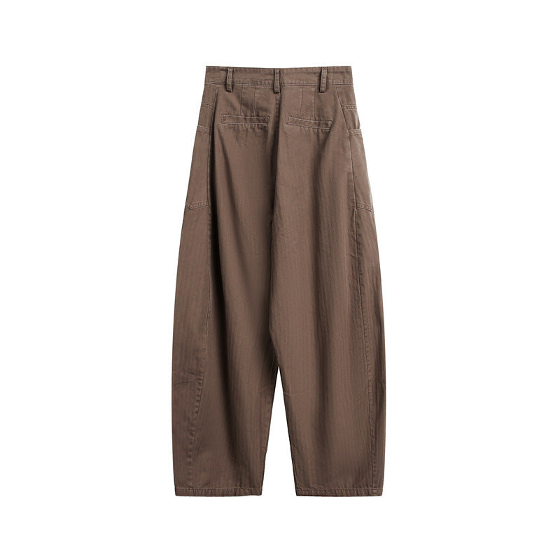 Women's Wide High-Waist Cargo Pants with Drop Crotch and Patch Side Pockets Mune Fashion
