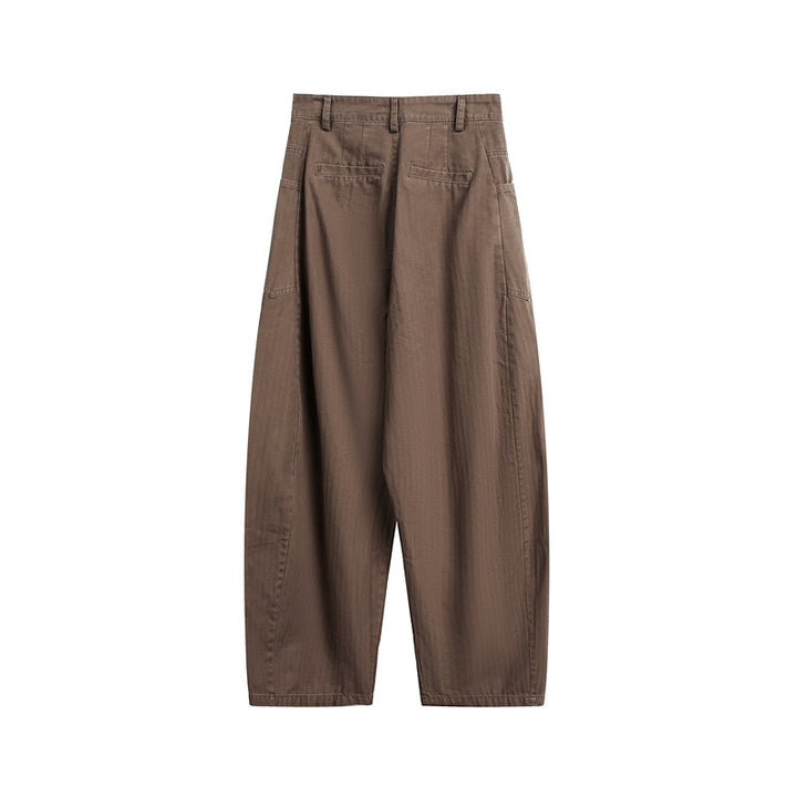 Women's Wide High-Waist Cargo Pants with Drop Crotch and Patch Side Pockets Mune Fashion