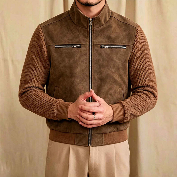 Men's transitional jacket with high collar and structured surface Mune Fashion