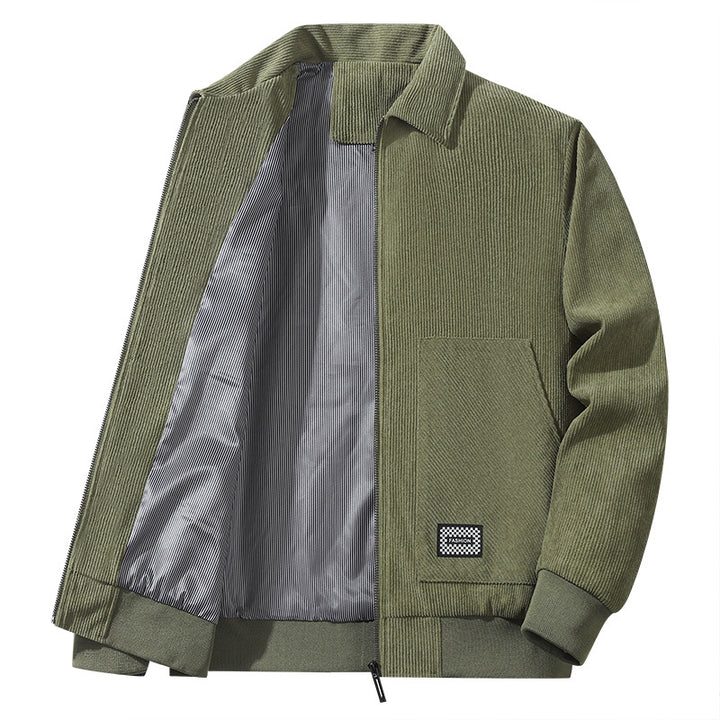 Men's structured casual jacket with fine corduroy fabric, striped lining, and elastic hem Mune Fashion