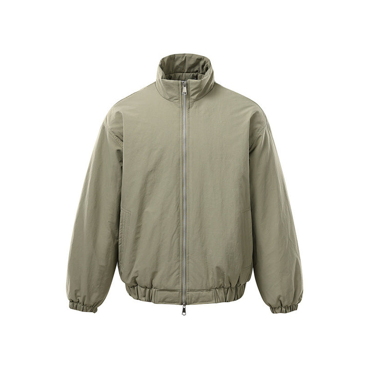 Unisex Boxy Zip Blouson Jacket with windproof microfiber cover, high stand-up collar and two-way zipper Mune Fashion