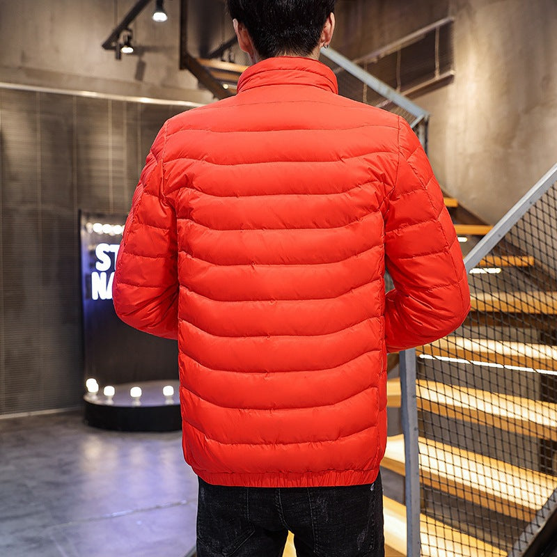 Men's Lightweight Quilted Down-Look Jacket with Stand-Up Collar Mune Fashion