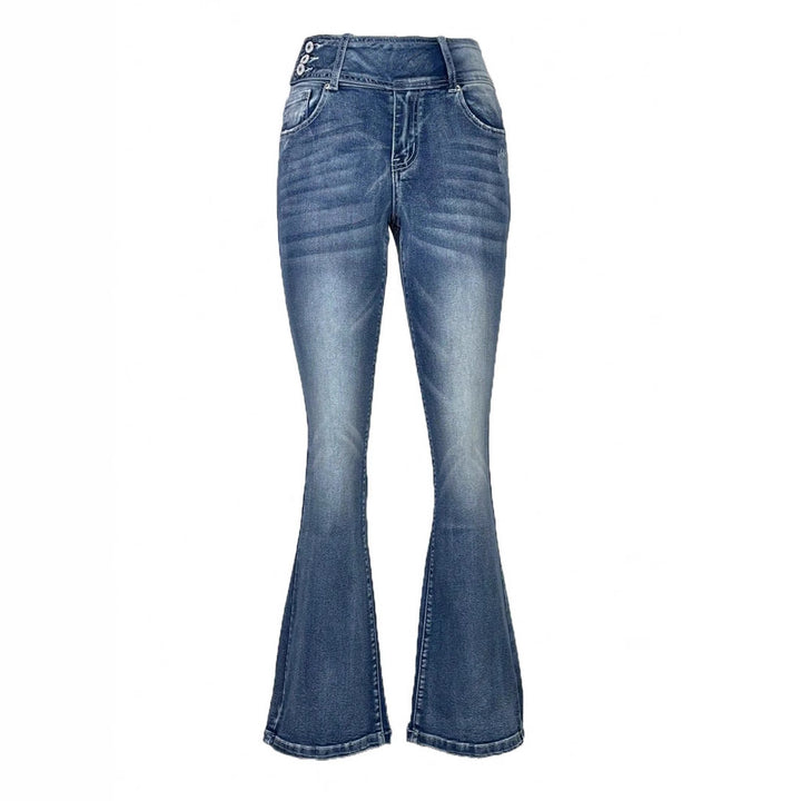 Ladies high-waisted flared jeans with side decorative seam and sculpting stretch waistband Mune Fashion