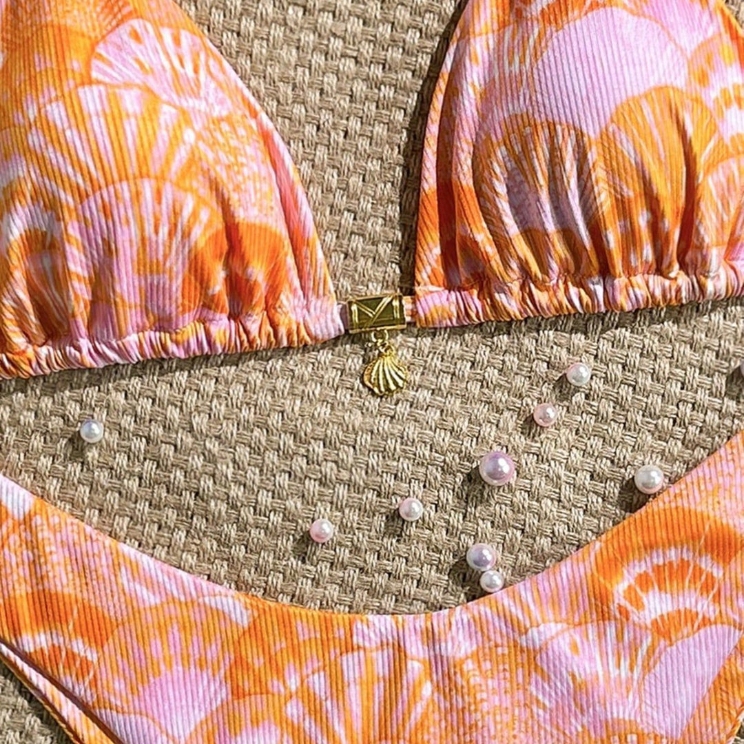Women's Triangle Bikini with Shell Pattern Mune Fashion