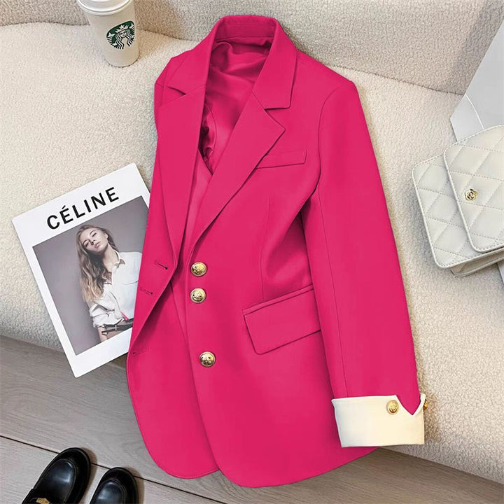 Women Elegant Blazer with Golden Buttons Mune Fashion
