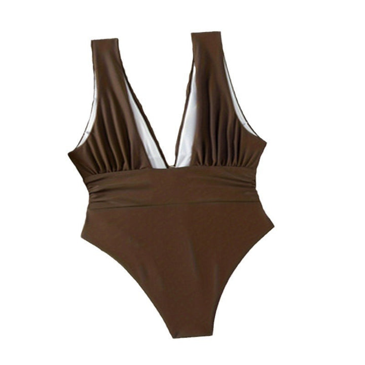 Women's one-piece swimsuit with flowing wrap design and high leg cut Mune Fashion