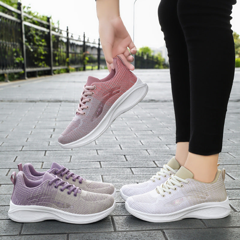 Ladies' knitted lightweight sports sneakers with sock-like shaft, elastic lacing, and cushioning EVA midsole Mune Fashion