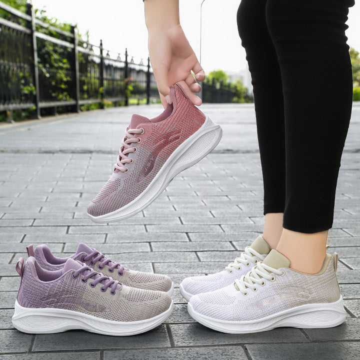 Ladies' knitted lightweight sports sneakers with sock-like shaft, elastic lacing, and cushioning EVA midsole Mune Fashion