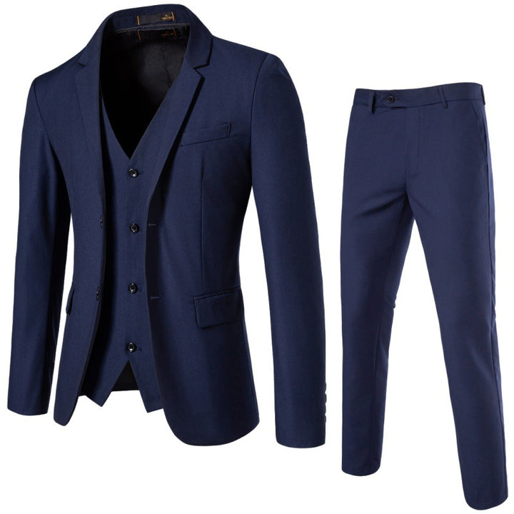 Men's Three-Piece Tailored Suit Set with Slim Blazer, Vest, and Slim Flat Front Trousers Mune Fashion