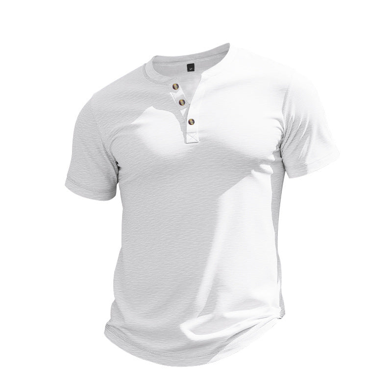 Men's Short Sleeve Henley T-Shirt made of soft cotton with decorative button placket Mune Fashion