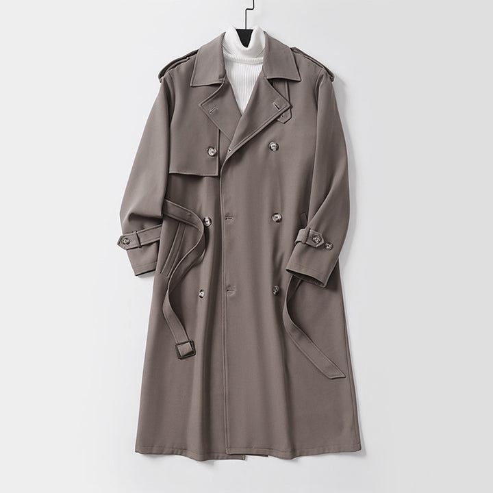 Women's classic double-breasted trench coat with waist belt and shawl collar Mune Fashion