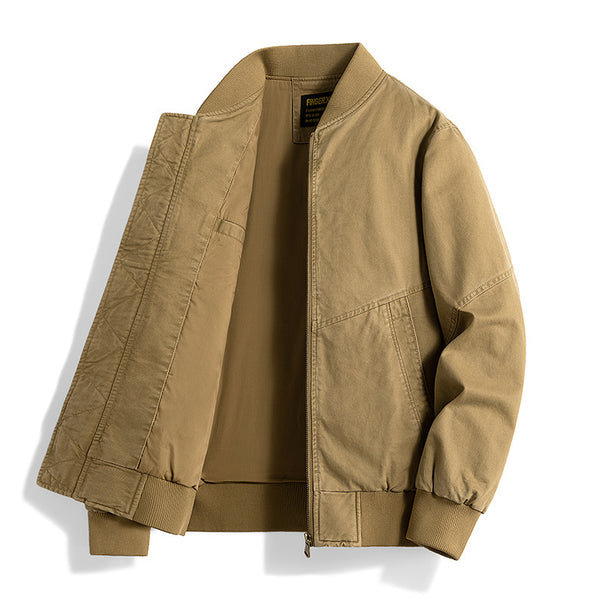 Men's  relaxed cotton-twill bomber jacket with reinforced seam panels and ribbed cuff hem Mune Fashion