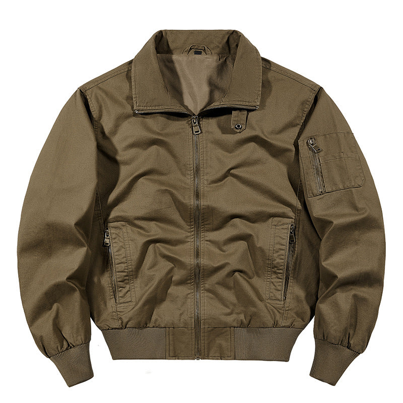 Men's  rugged cotton-blend utility bomber with ribbed trim and zip sleeve pocket Mune Fashion