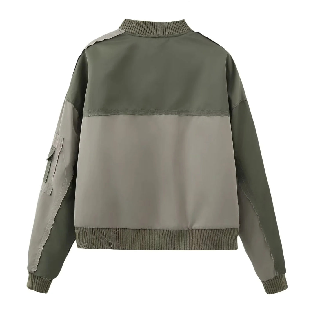Women’s urban bomber jacket with contrast panels, oversized silhouette, front and arm pockets Mune Fashion