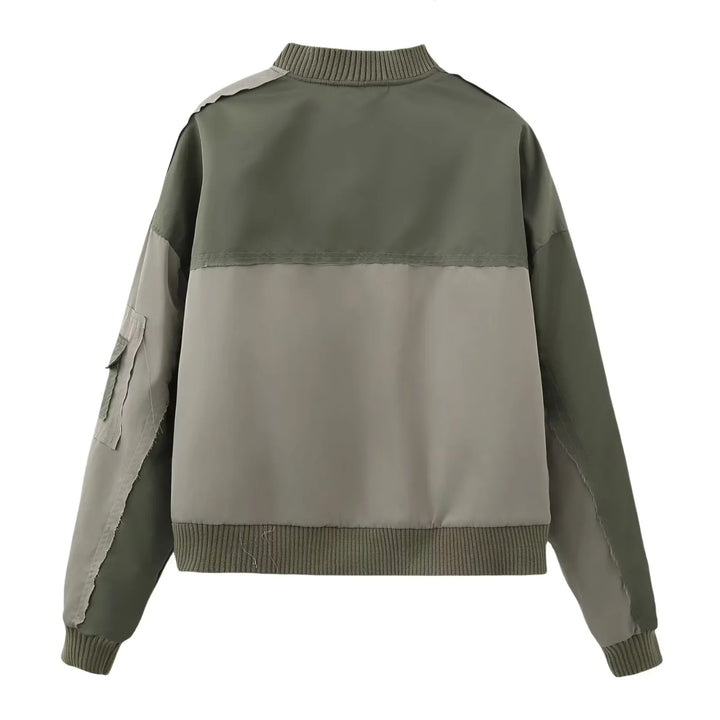 Women’s urban bomber jacket with contrast panels, oversized silhouette, front and arm pockets Mune Fashion