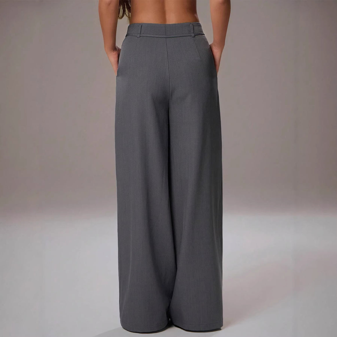 Women's High-Waisted Palazzo Pants with Pleats, Drawstring and Wide Leg Mune Fashion