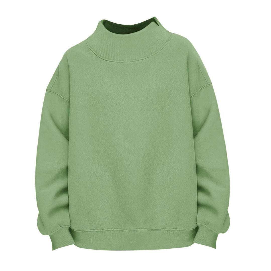 Women Casual Funnel-Neck Sweatshirt in Oversized Cut with Dropped Shoulder Mune Fashion