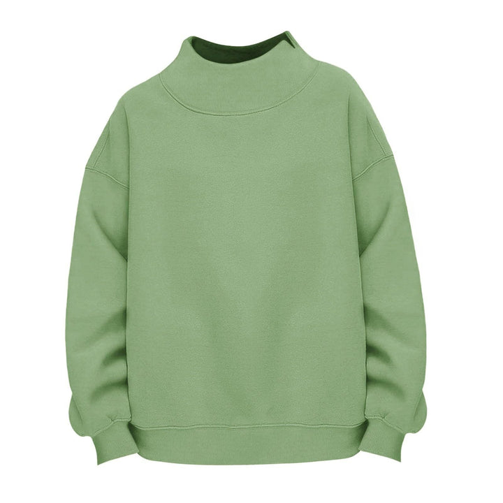 Women Casual Funnel-Neck Sweatshirt in Oversized Cut with Dropped Shoulder Mune Fashion