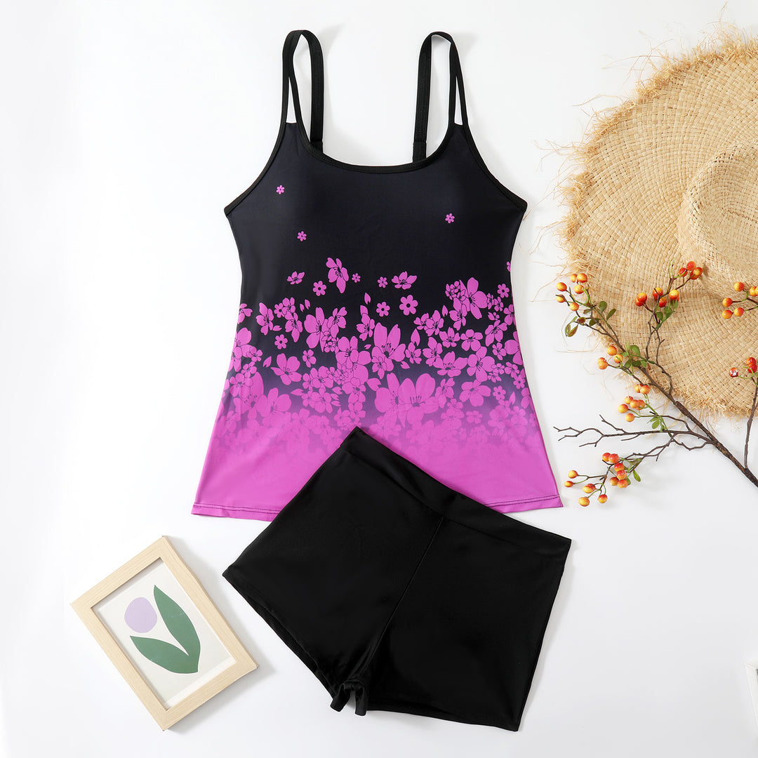 Women's Tankini Set with Floral Design and Innovative Cut Mune Fashion