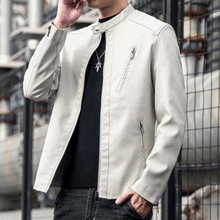 Men Stylish Cuts Faux Leather Jacket Mune Fashion