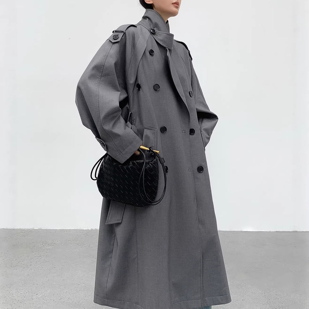 Women's fashionable trench coat with double button placket Mune Fashion