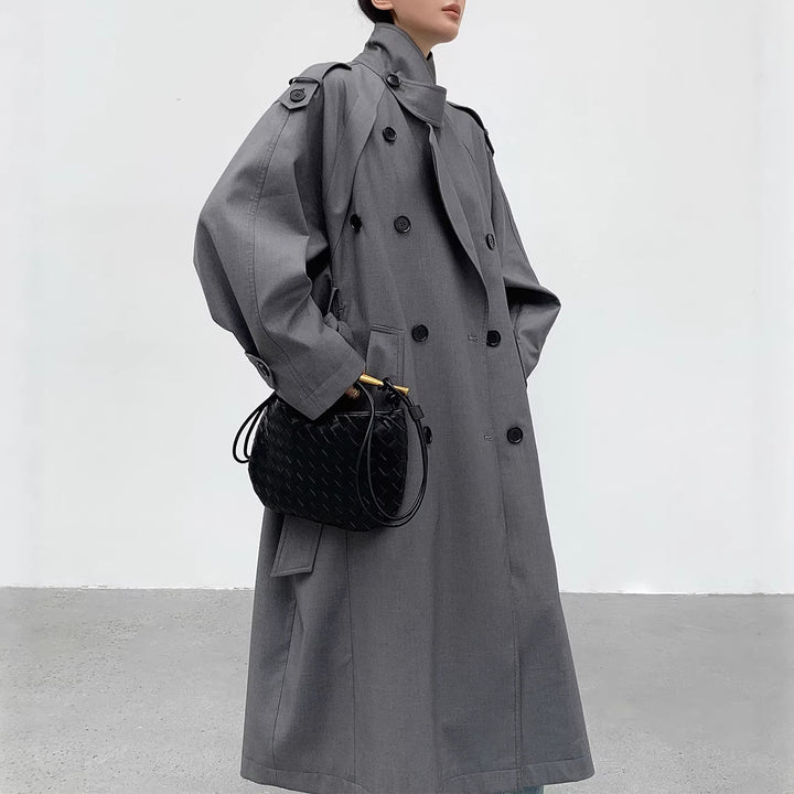 Women's fashionable trench coat with double button placket Mune Fashion