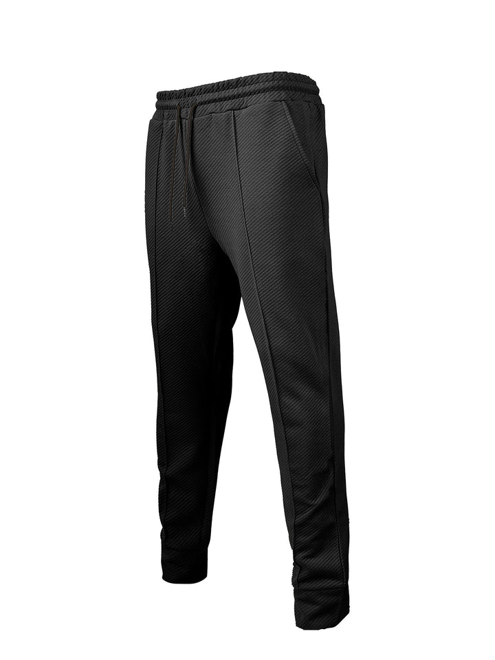Men's diagonal structured comfort jog pants with pre-shaped inseam and ribbed ankle cuff Mune Fashion